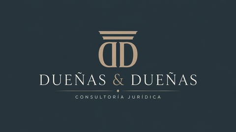 Dueñas & Dueñas law firm logo with column symbol and legal consultation text